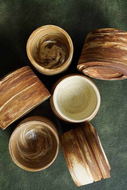 Cups I made from marbled clay (2025)