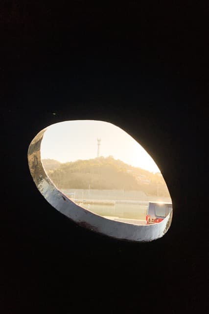 View from inside a Yayoi Kusama pumpkin in Naoshima Island (2024)